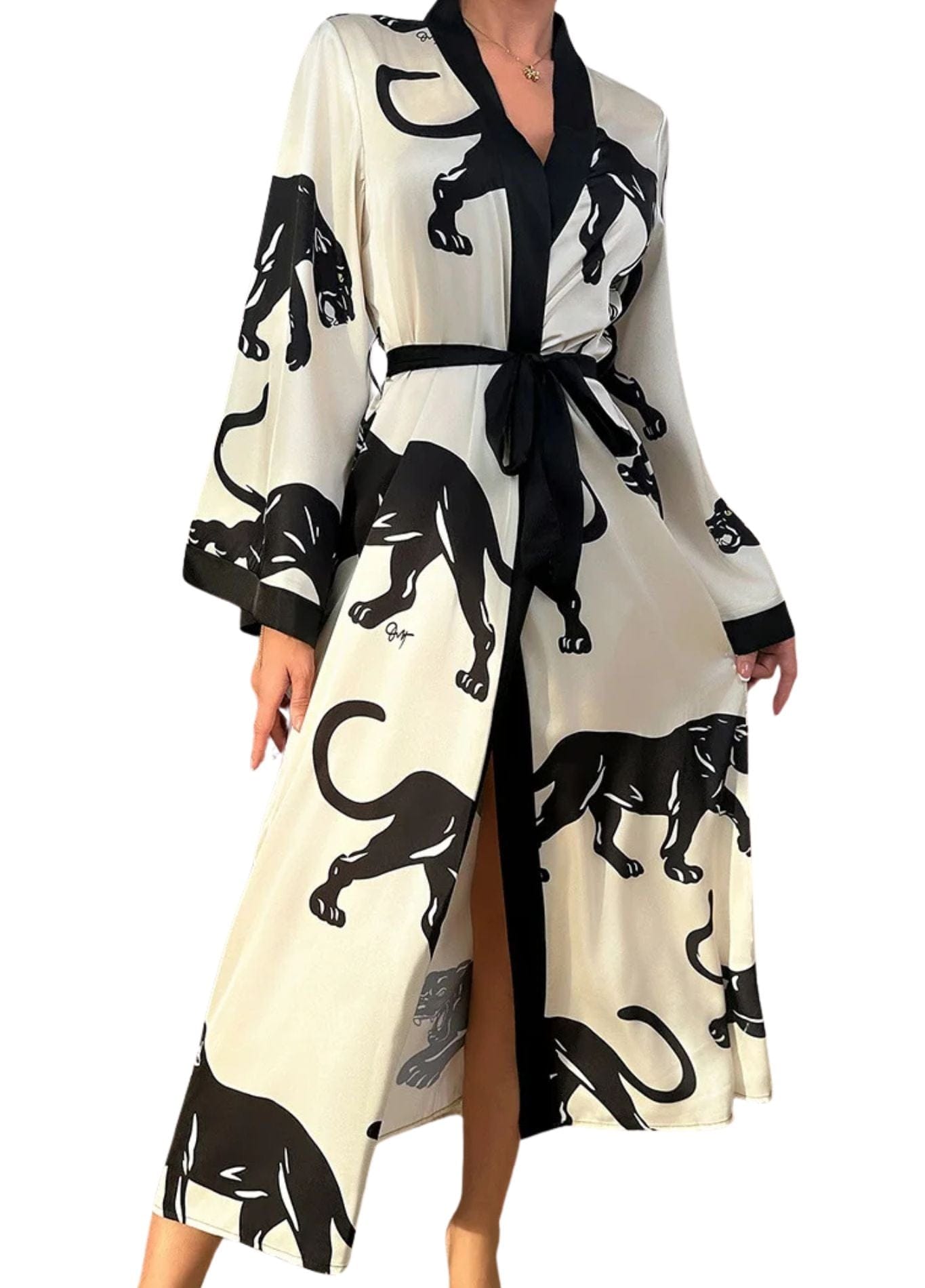 Peignoir Luxe | Peignoir d'Or Léopard Blanc / S