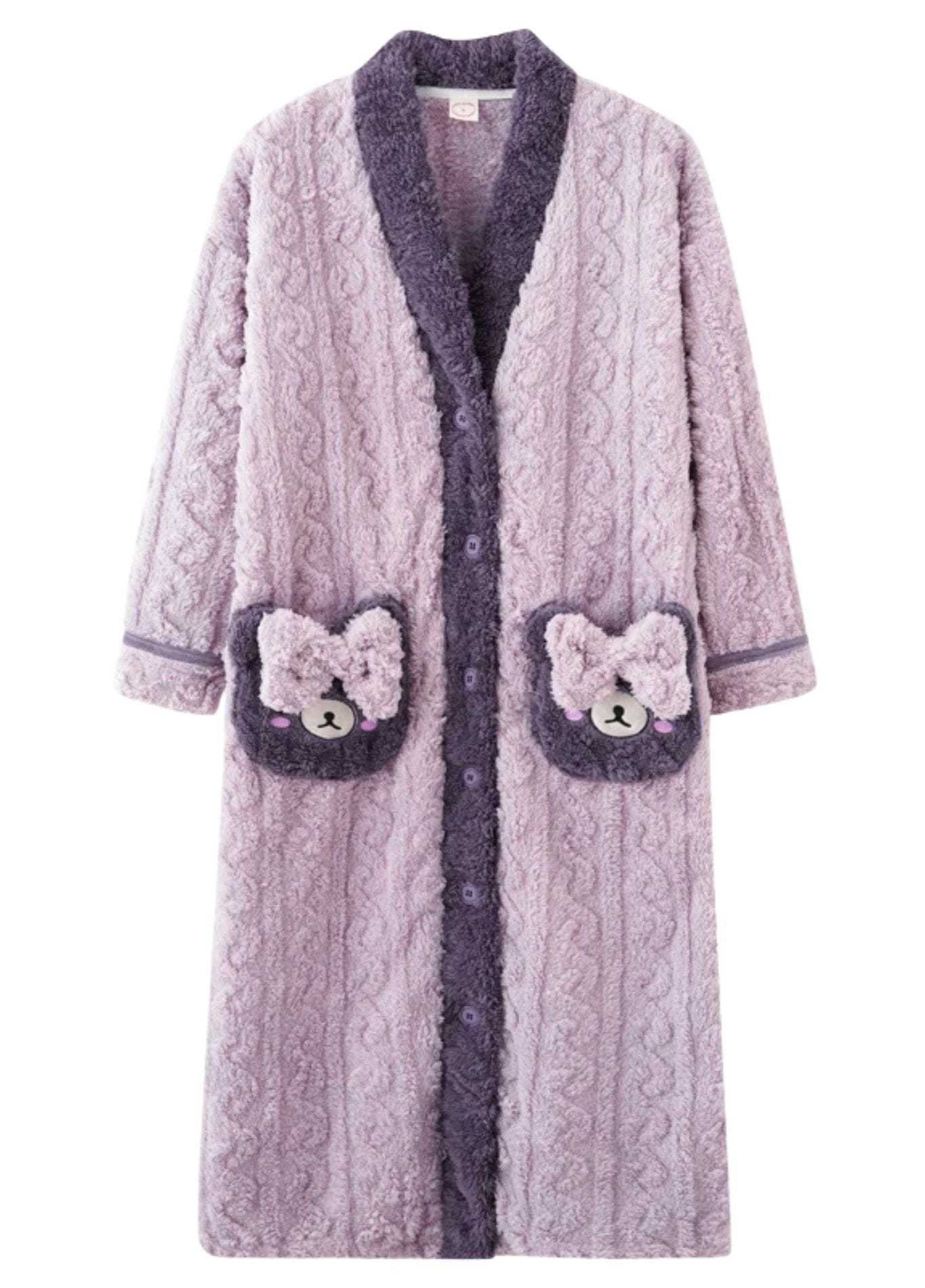 Peignoir Polaire Chaud Femme | Peignoir d'Or Lavende / M (40 - 50 kg)